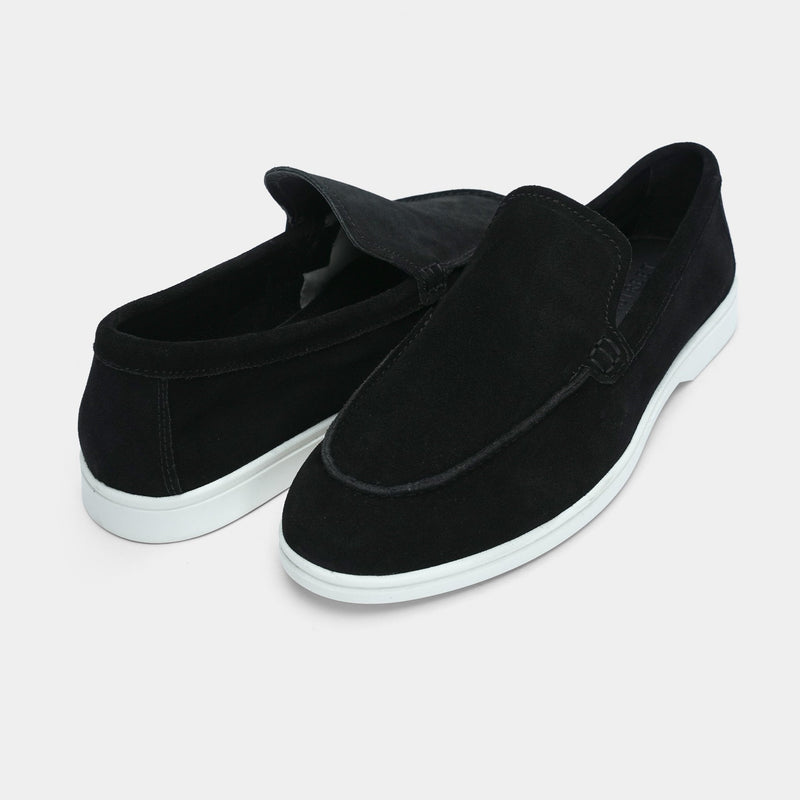 BLACK SUEDE LEATHER LOAFERS - Hi-Street