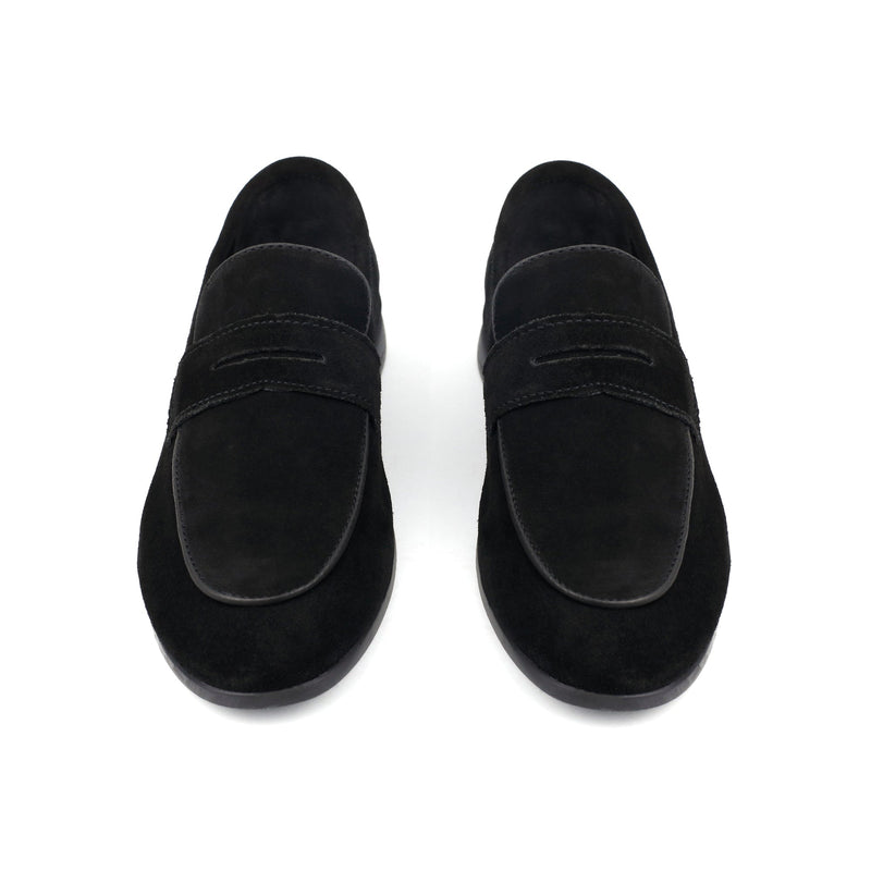 BLACK SUEDE LEATHER LOAFERS - Hi-Street