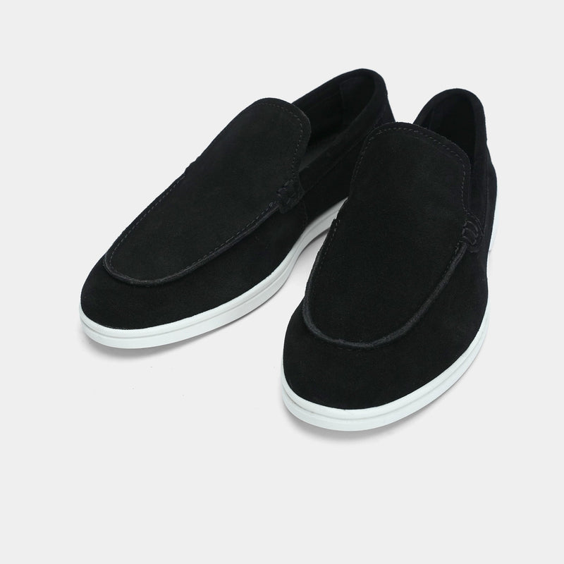 BLACK SUEDE LEATHER LOAFERS - Hi-Street