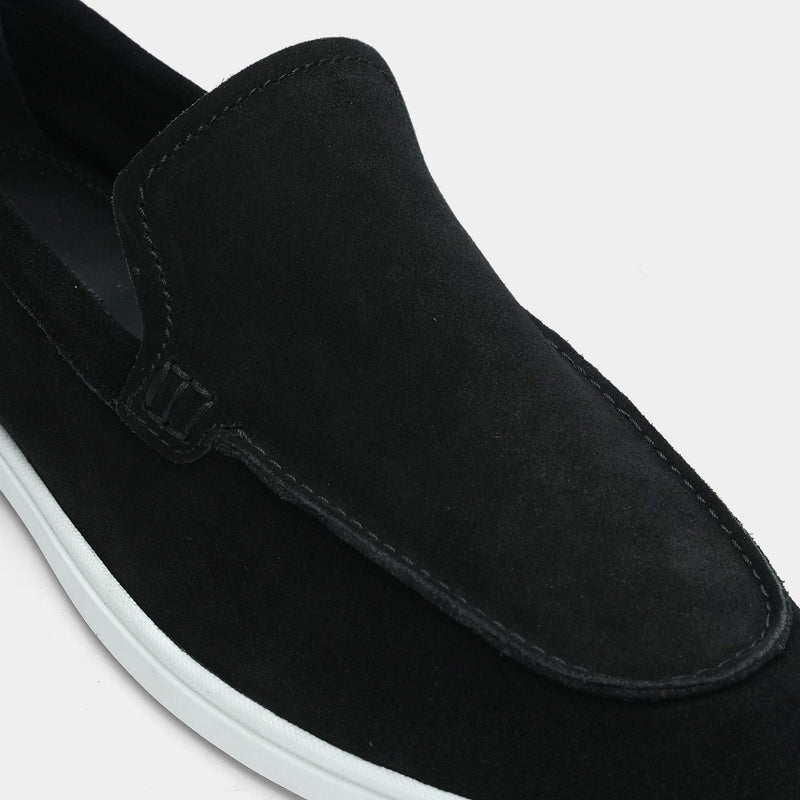 BLACK SUEDE LEATHER LOAFERS - Hi-Street