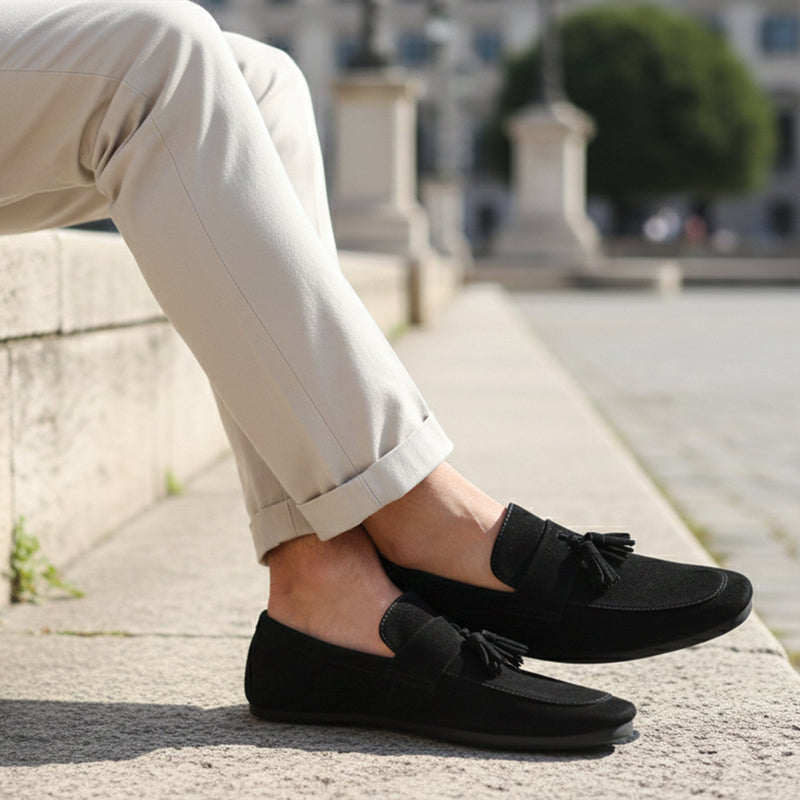 BLACK SUEDE TASSEL LOAFER - Hi-Street