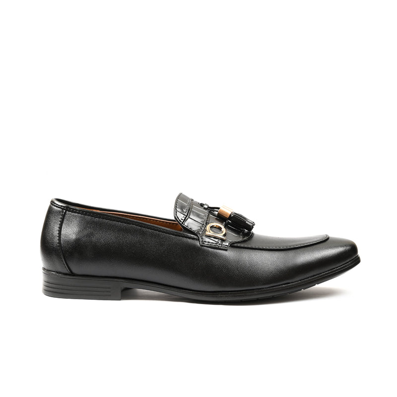 BLACK TASSEL LEATHER SHOES - Hi-Street