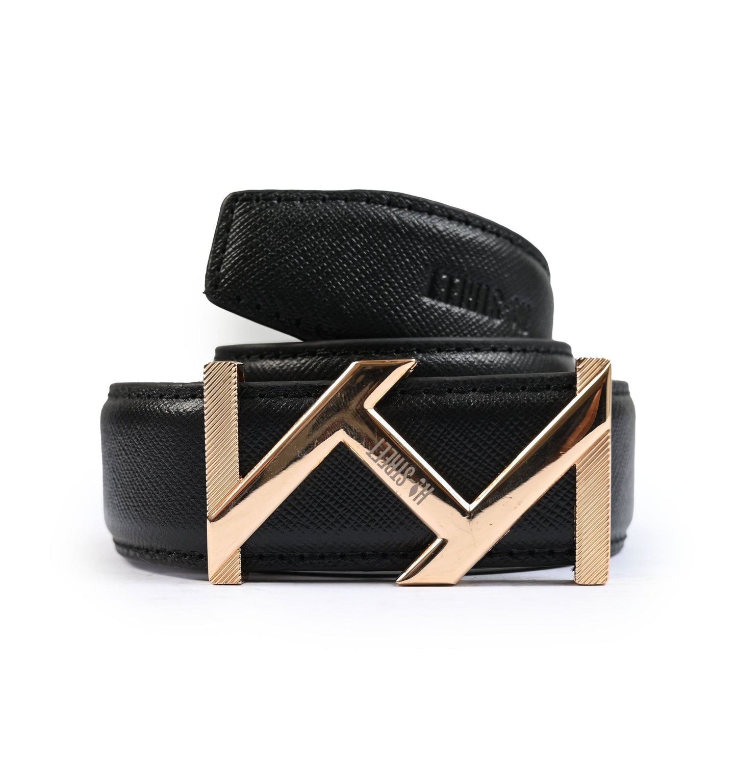 BLACK TEXTURE LEATHER BELT - Hi-Street