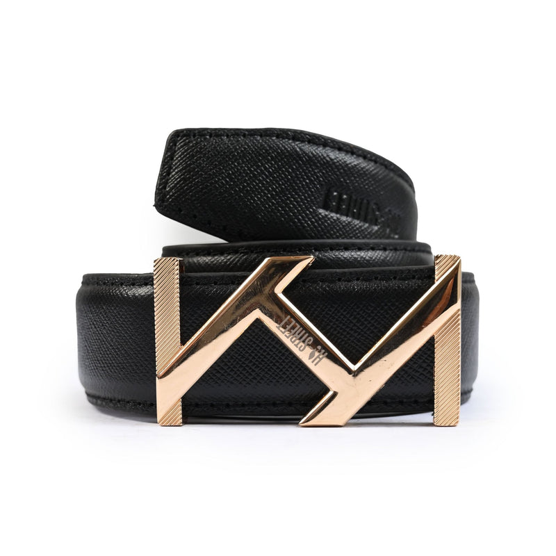BLACK TEXTURE LEATHER BELT - Hi-Street