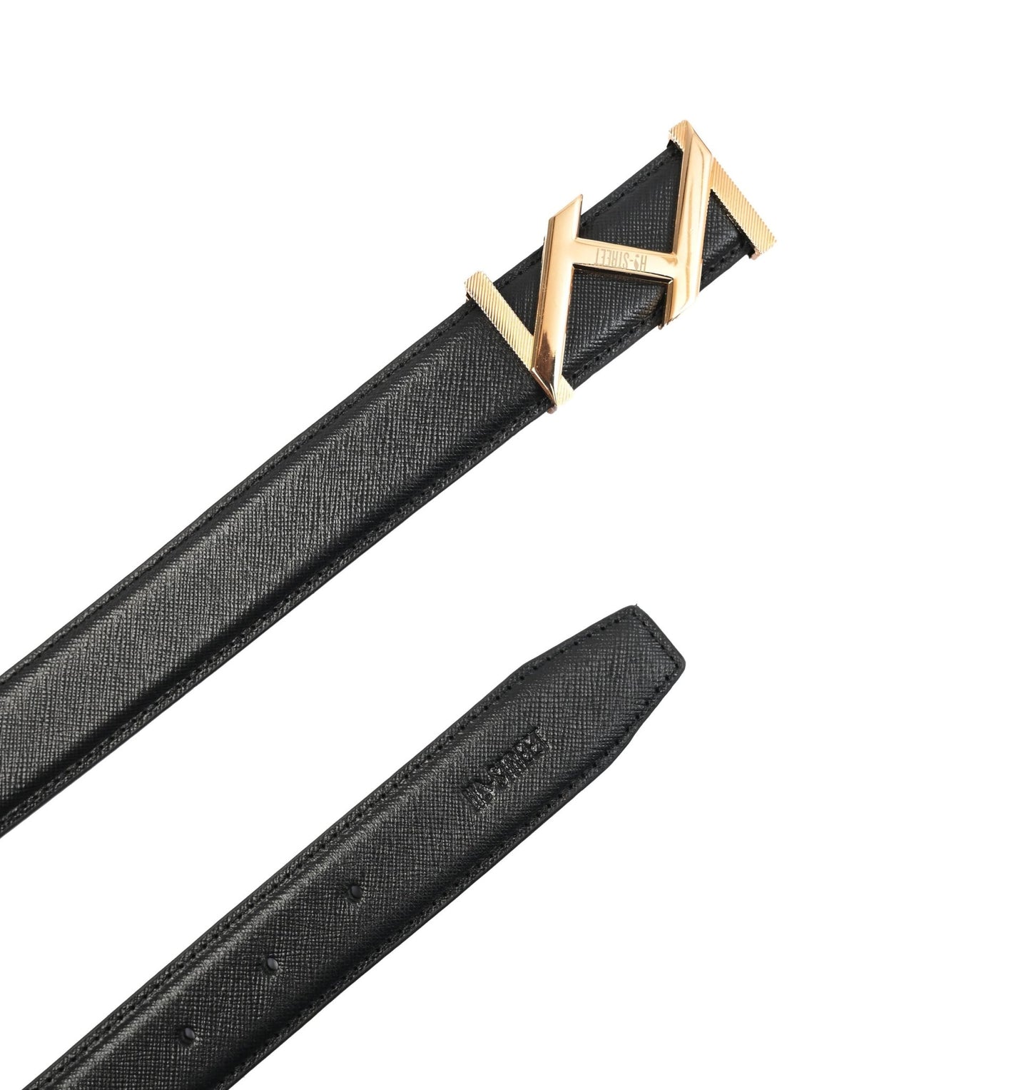 BLACK TEXTURE LEATHER BELT - Hi-Street