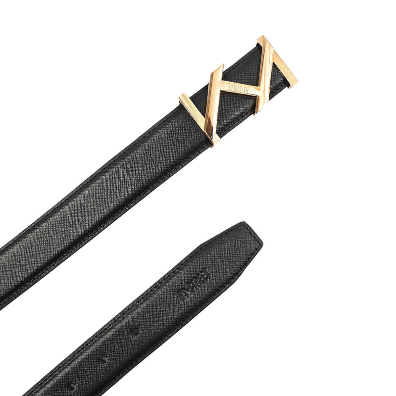 BLACK TEXTURE LEATHER BELT - Hi-Street