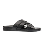 BLACK TEXTURE LEATHER SLIPPER - Hi-Street