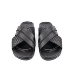 BLACK TEXTURE LEATHER SLIPPER - Hi-Street