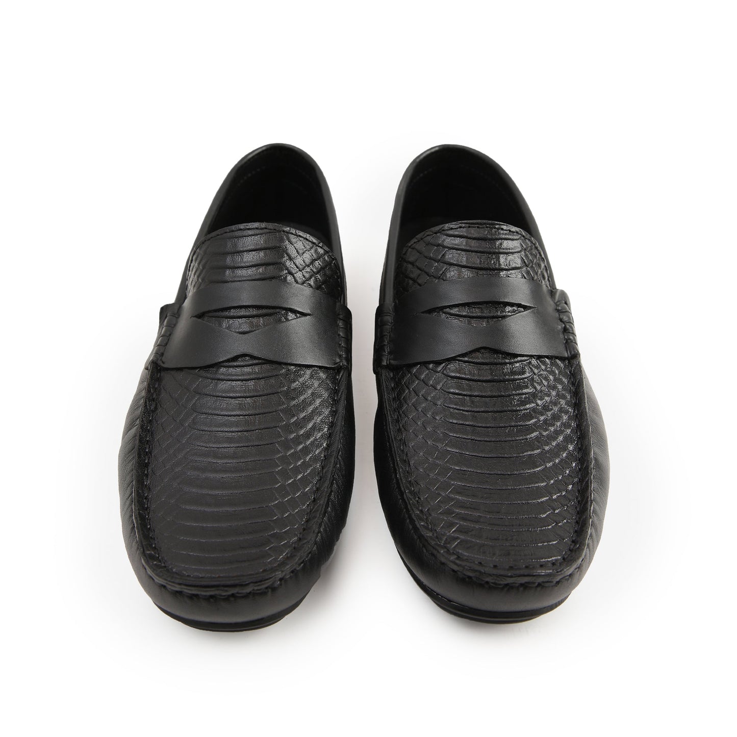 BLACK TEXTURED COMFY MOCCASIN - Hi-Street