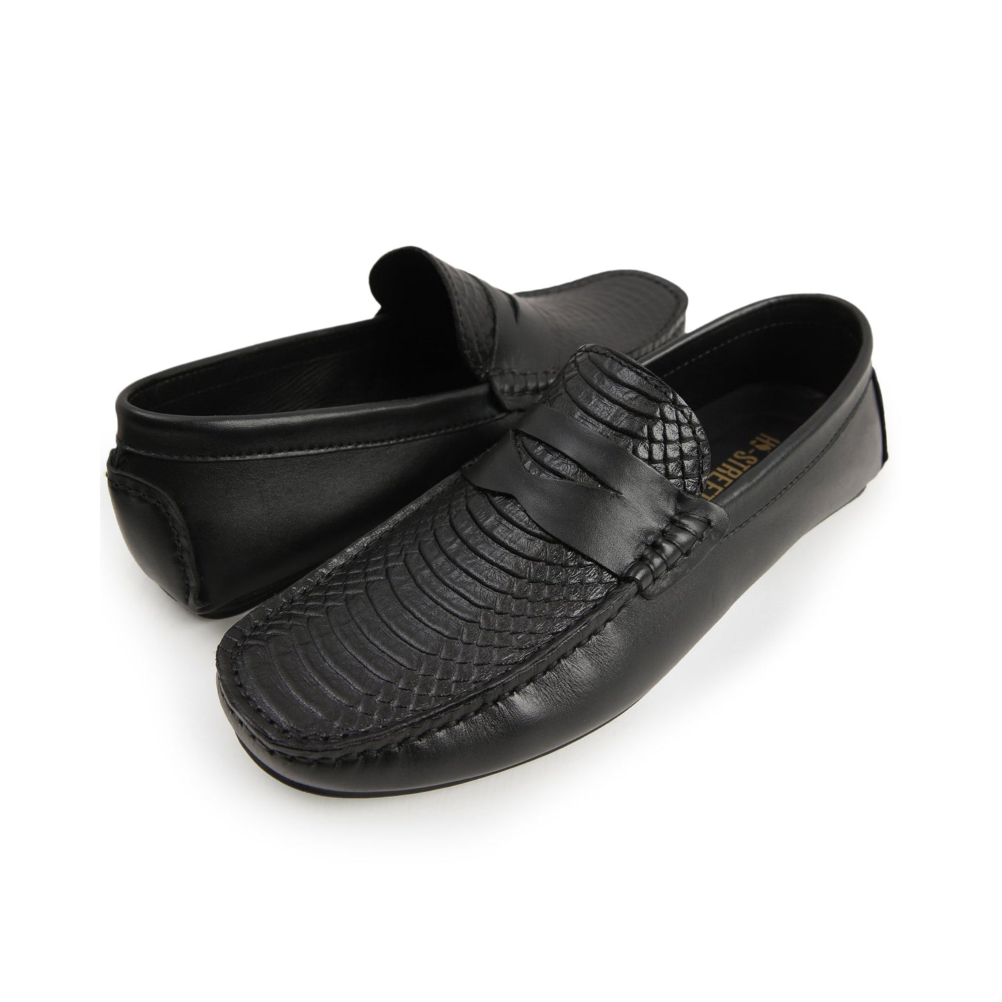 BLACK TEXTURED COMFY MOCCASIN - Hi-Street