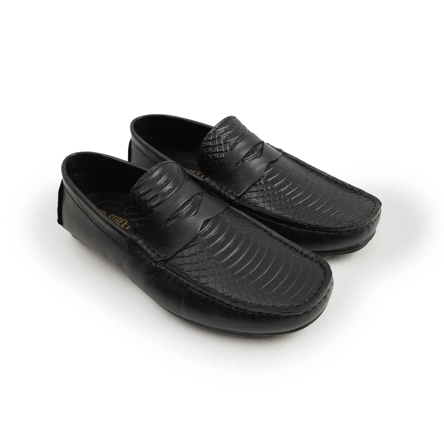 BLACK TEXTURED COMFY MOCCASIN - Hi-Street