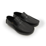 BLACK TEXTURED COMFY MOCCASIN - Hi-Street