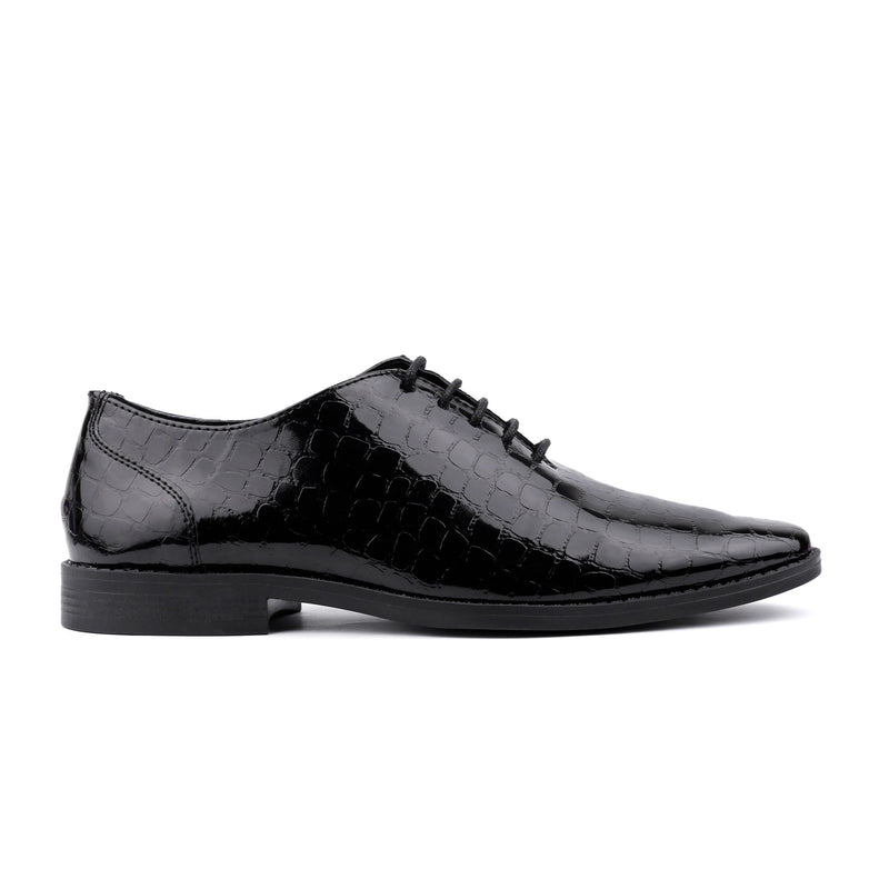 BLACK TEXTURED LACE UP SHOES - Hi-Street