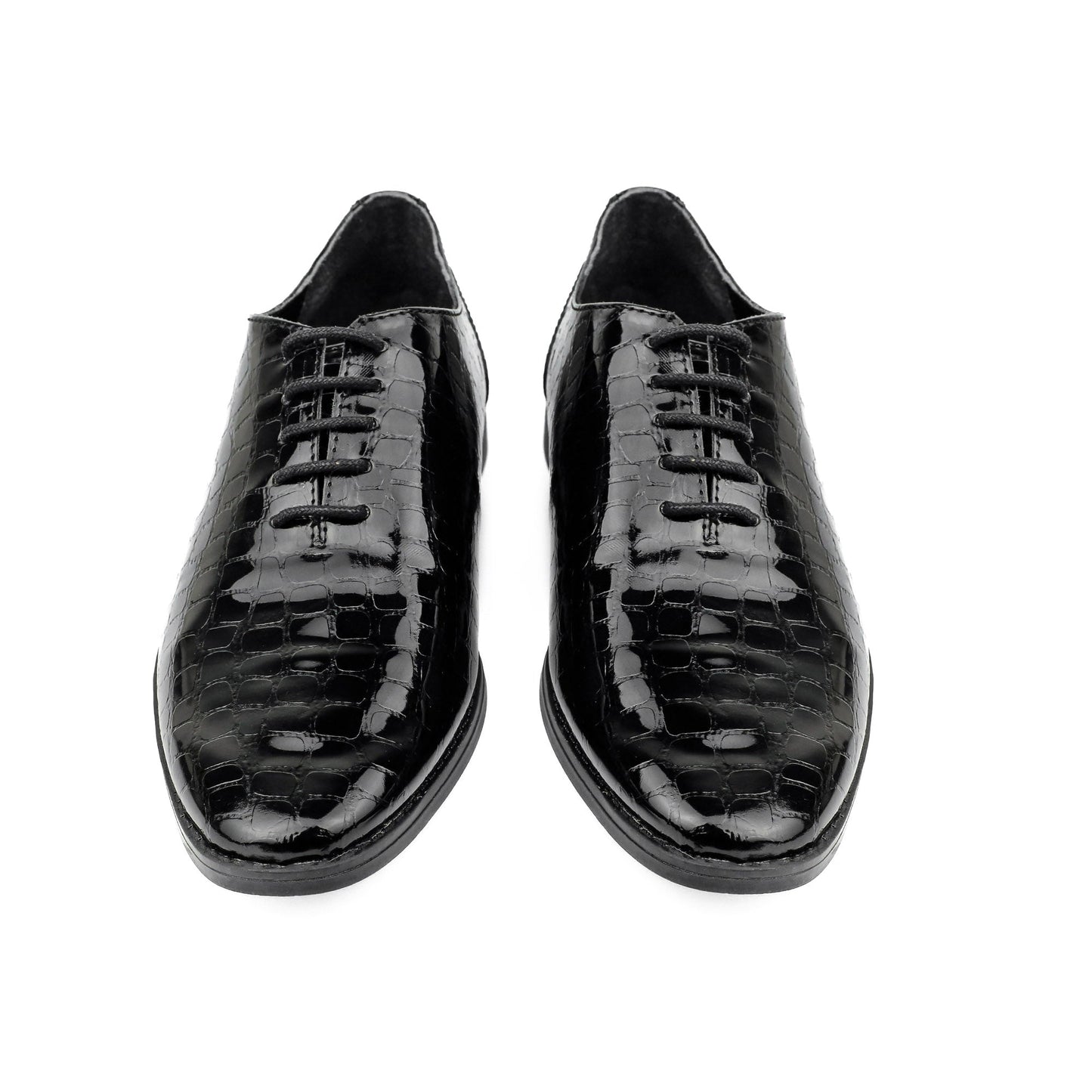 BLACK TEXTURED LACE UP SHOES - Hi-Street