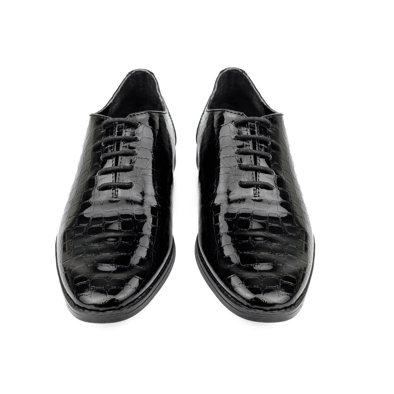 BLACK TEXTURED LACE UP SHOES - Hi-Street