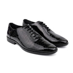 BLACK TEXTURED LACE UP SHOES - Hi-Street