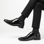 BLACK TEXTURED LACE UP SHOES - Hi-Street