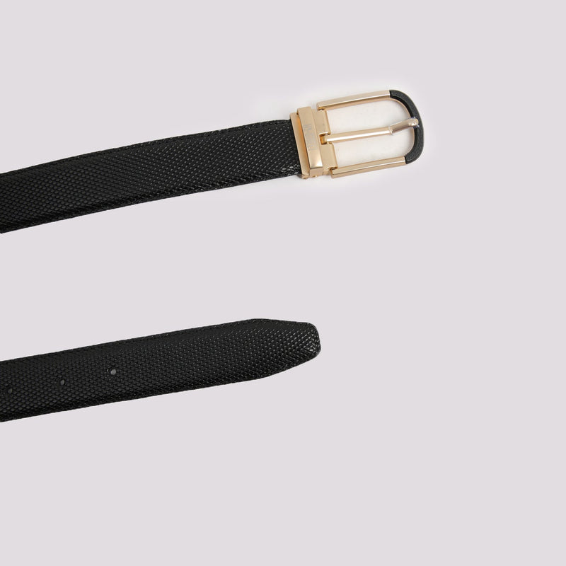 Black Textured Leather Belt - Hi-Street