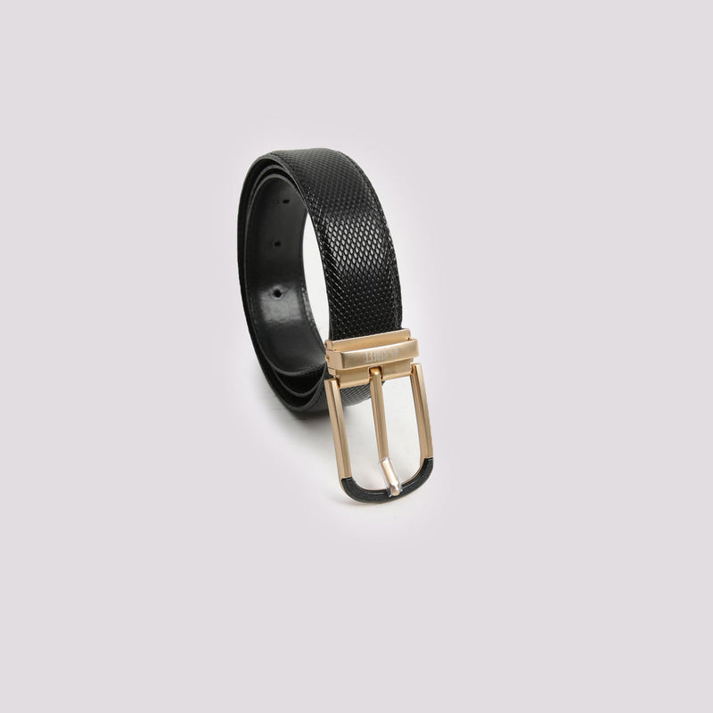 Black Textured Leather Belt - Hi-Street