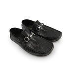 BLACK TEXTURED LEATHER MOCCASINS - Hi-Street