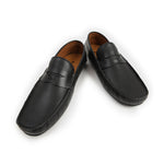 BLACK TEXTURED LEATHER MOCCASINS - Hi-Street