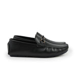 BLACK TEXTURED LEATHER MOCCASINS - Hi-Street
