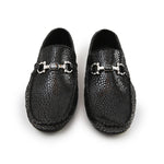 BLACK TEXTURED LEATHER MOCCASINS - Hi-Street