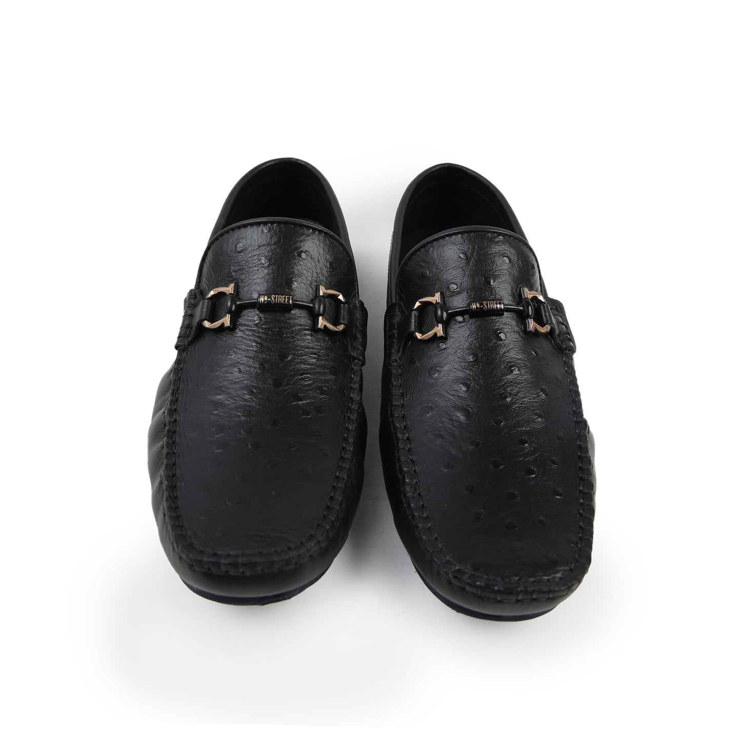 BLACK TEXTURED LEATHER MOCCASINS - Hi-Street
