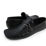 BLACK TEXTURED LEATHER MOCCASINS - Hi-Street
