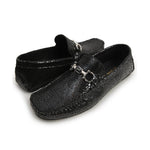 BLACK TEXTURED LEATHER MOCCASINS - Hi-Street