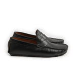 BLACK TEXTURED LEATHER MOCCASINS - Hi-Street