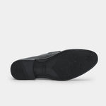 BLACK TEXTURED LEATHER PENNY LOAFERS - Hi-Street