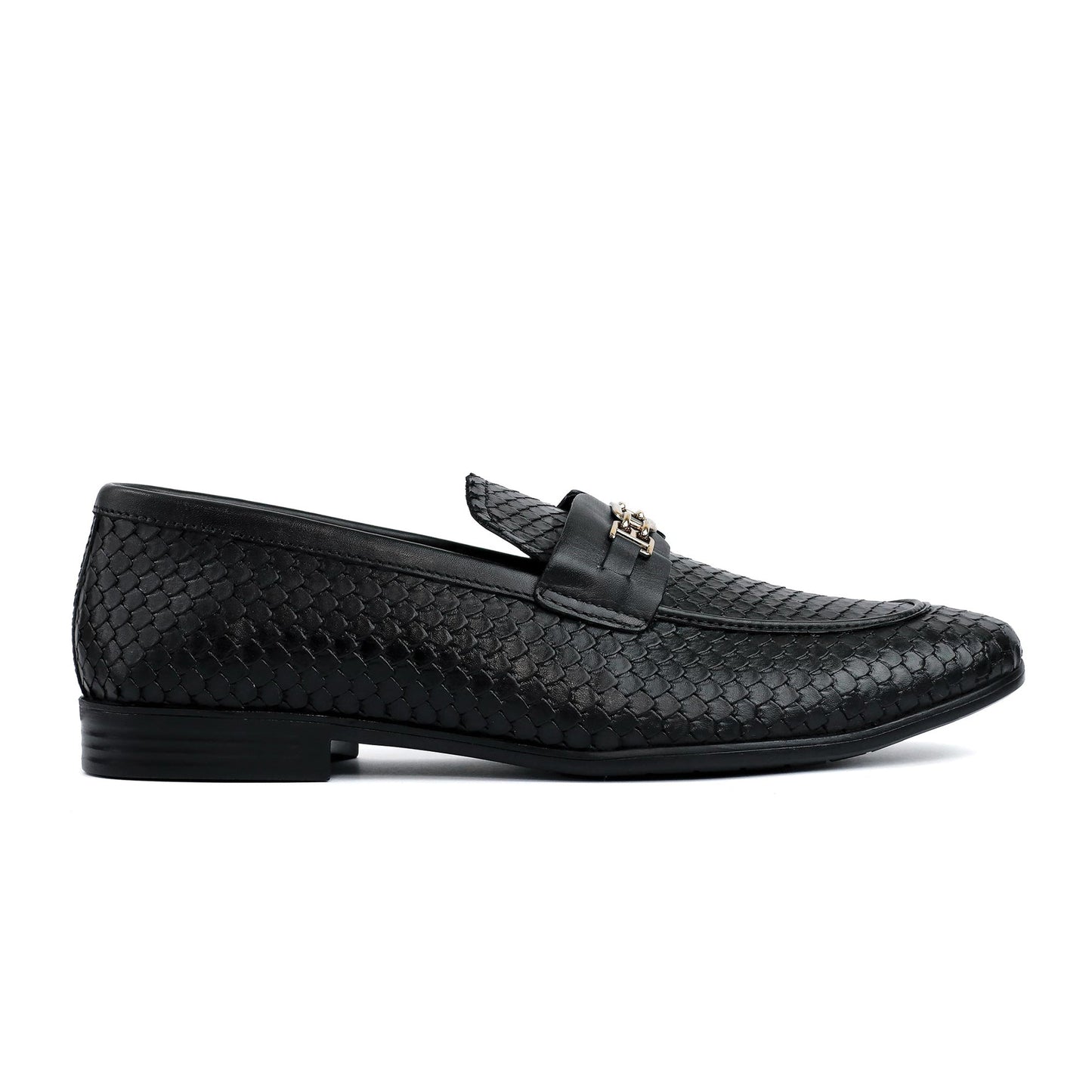 BLACK TEXTURED LEATHER SHOES - Hi-Street
