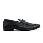 BLACK TEXTURED LEATHER SHOES - Hi-Street