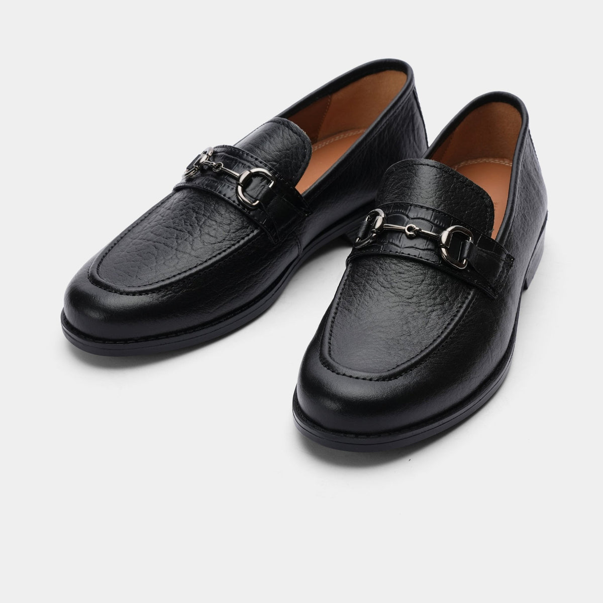 BLACK TEXTURED LEATHER SHOES - Hi-Street