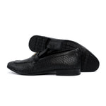 BLACK TEXTURED LEATHER SHOES - Hi-Street