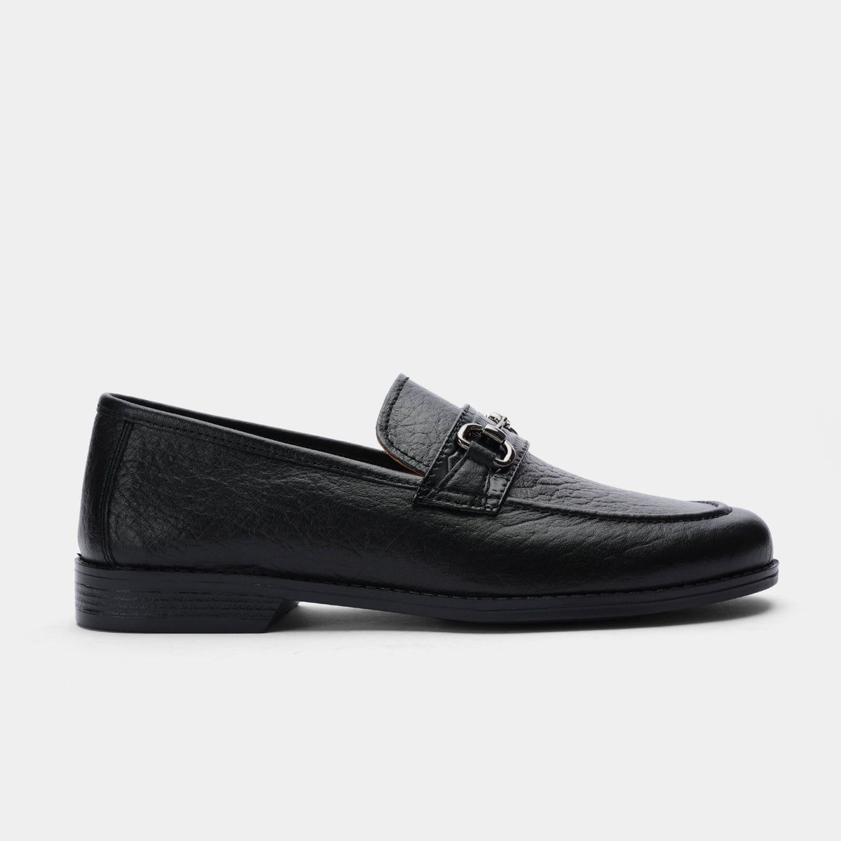 BLACK TEXTURED LEATHER SHOES - Hi-Street