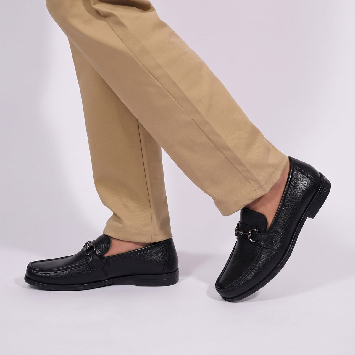 BLACK TEXTURED LEATHER SHOES - Hi-Street