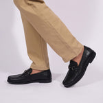 BLACK TEXTURED LEATHER SHOES - Hi-Street