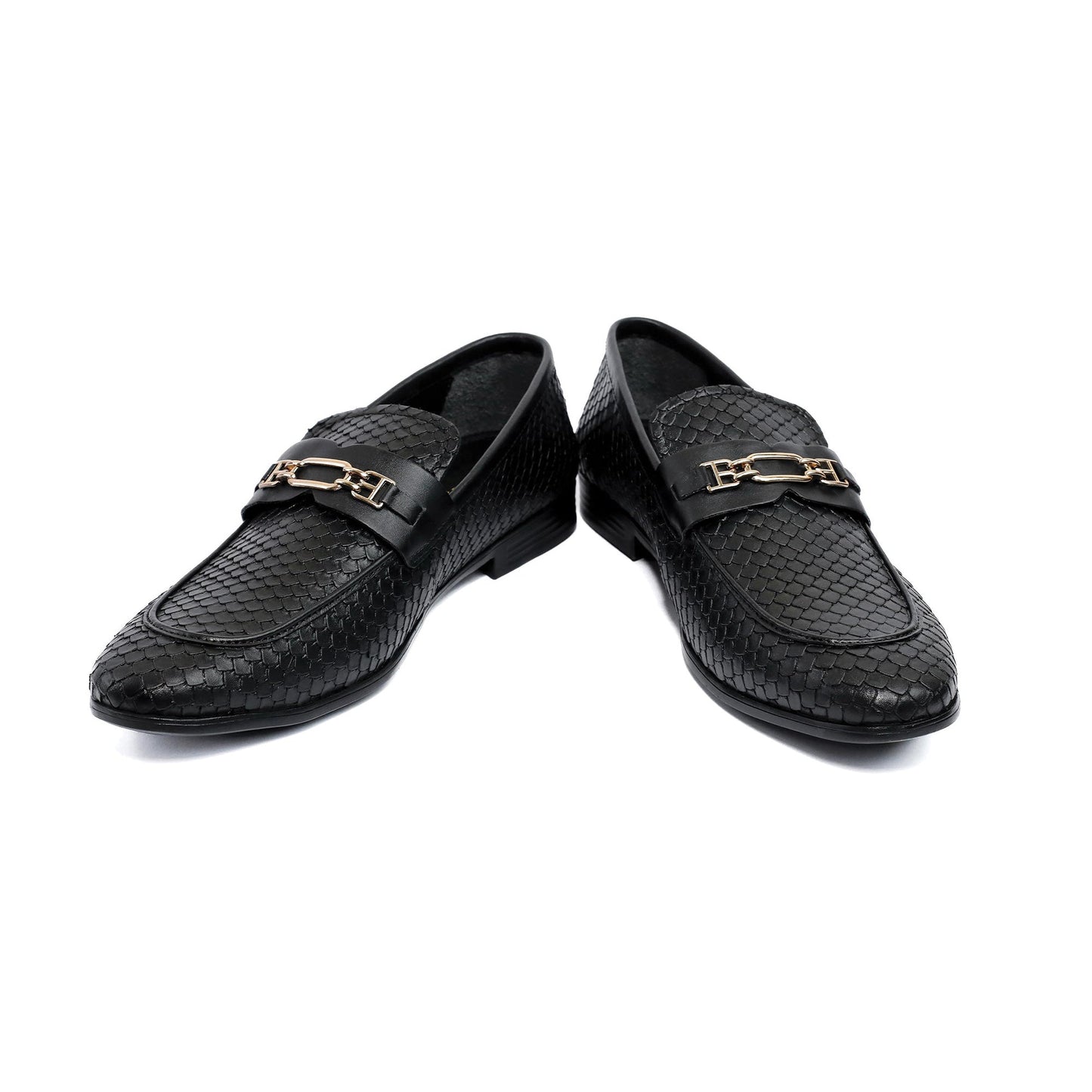 BLACK TEXTURED LEATHER SHOES - Hi-Street