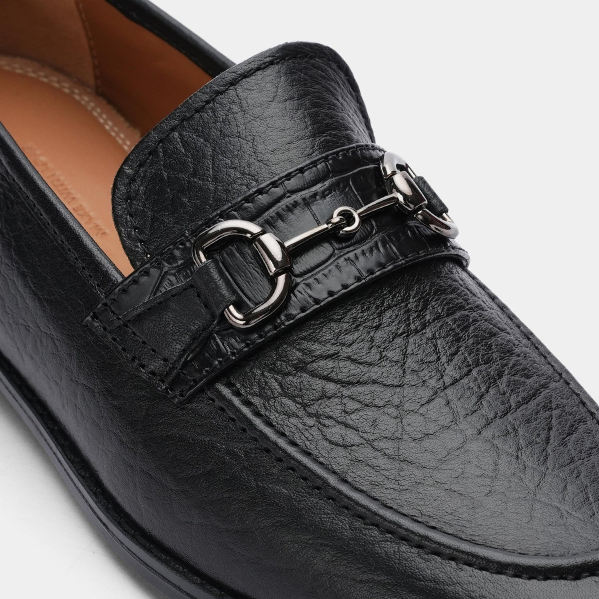 BLACK TEXTURED LEATHER SHOES - Hi-Street