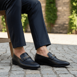BLACK TEXTURED LEATHER SHOES - Hi-Street