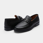 BLACK TEXTURED LEATHER SHOES - Hi-Street