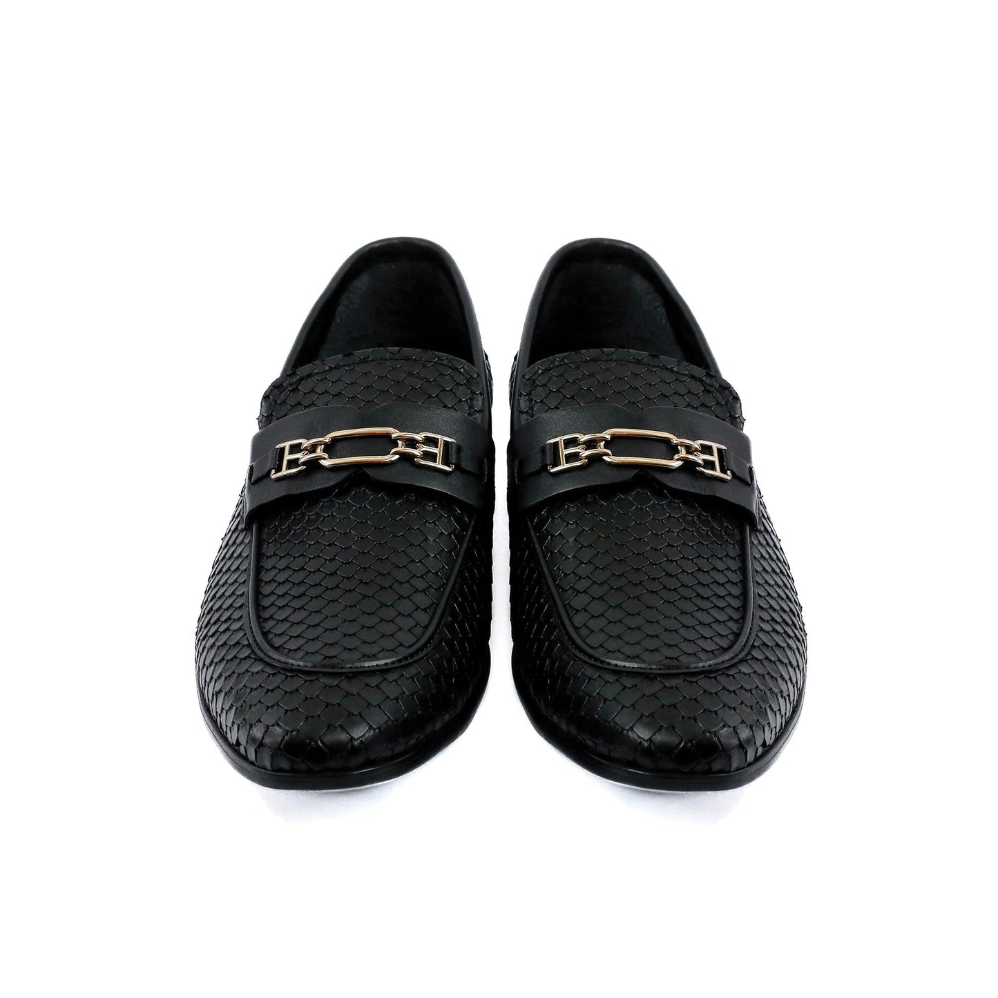 BLACK TEXTURED LEATHER SHOES - Hi-Street