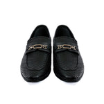 BLACK TEXTURED LEATHER SHOES - Hi-Street