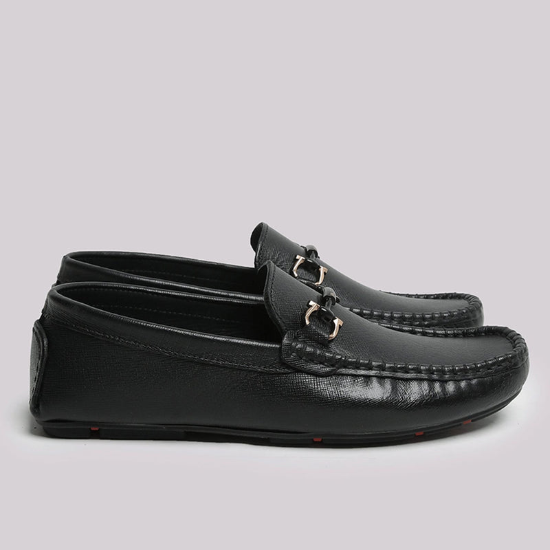 Black Textured Moccasin - Hi-Street