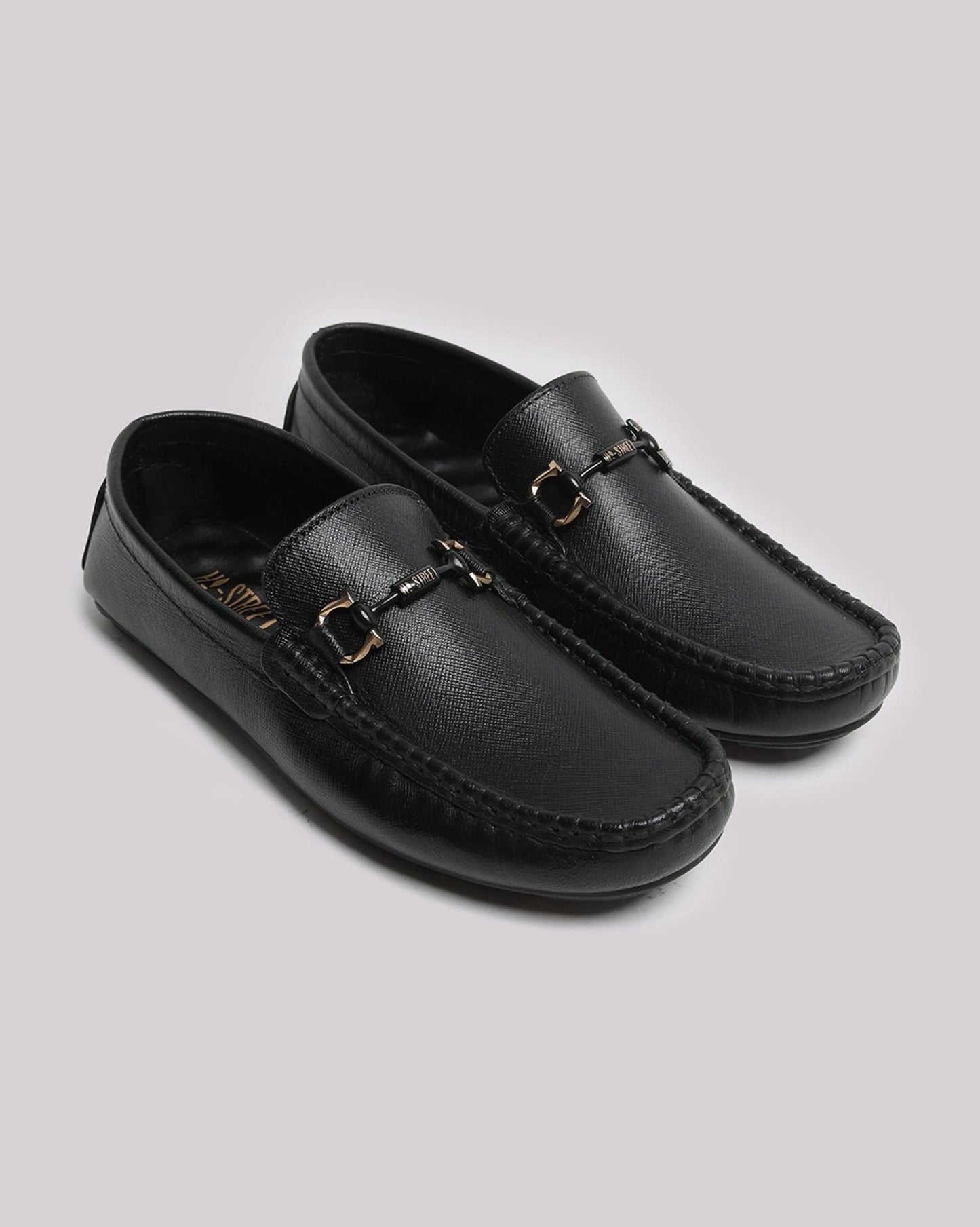 Black Textured Moccasin - Hi-Street