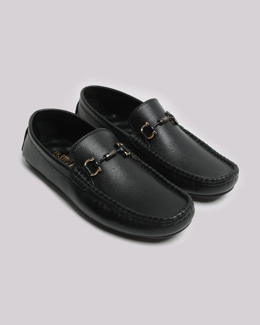 Black Textured Moccasin - Hi-Street