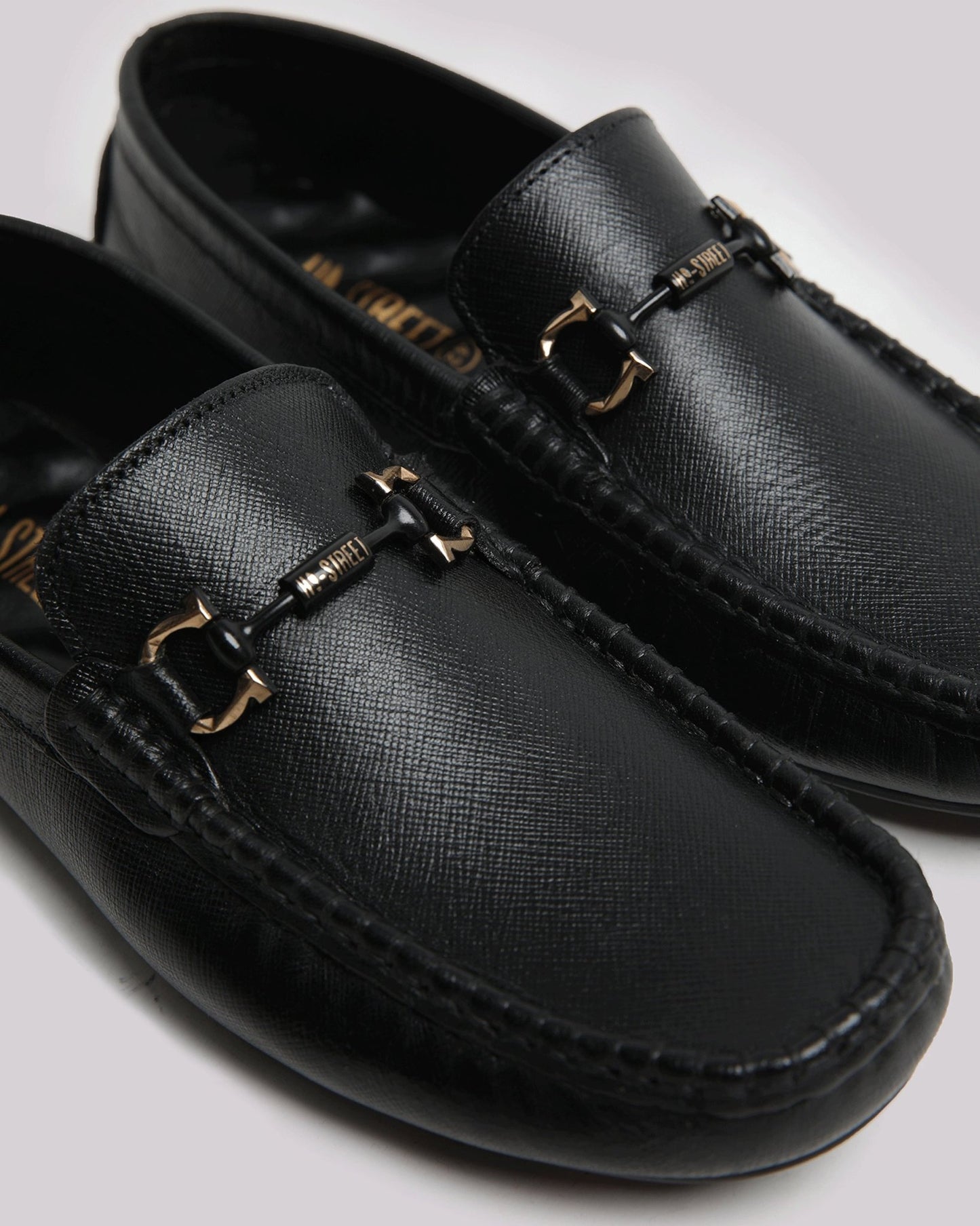 Black Textured Moccasin - Hi-Street