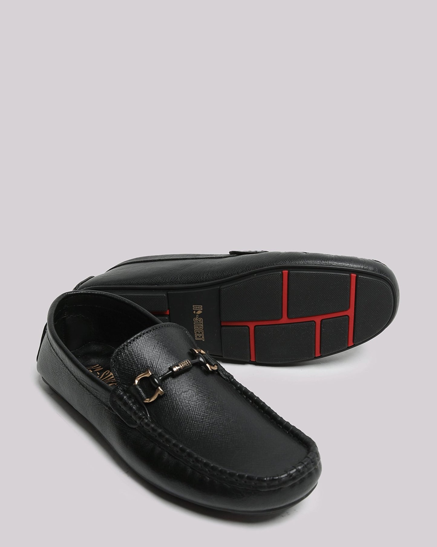 Black Textured Moccasin - Hi-Street